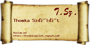 Thomka Szólát névjegykártya